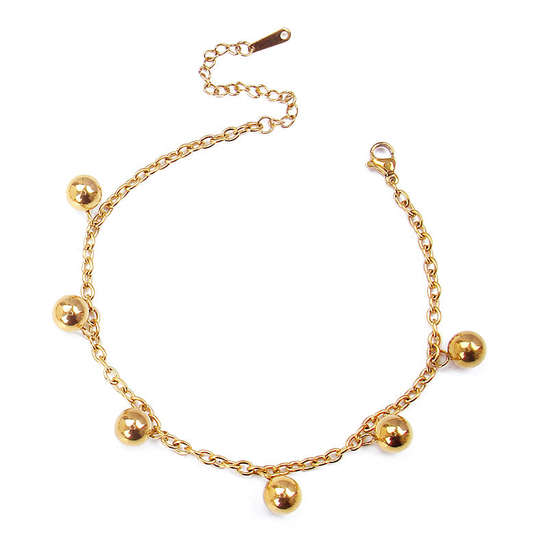 N151:Stainless Steel Titanium Bead Style Charm Necklace For Women And Men, Color Not Fade, Waterproof