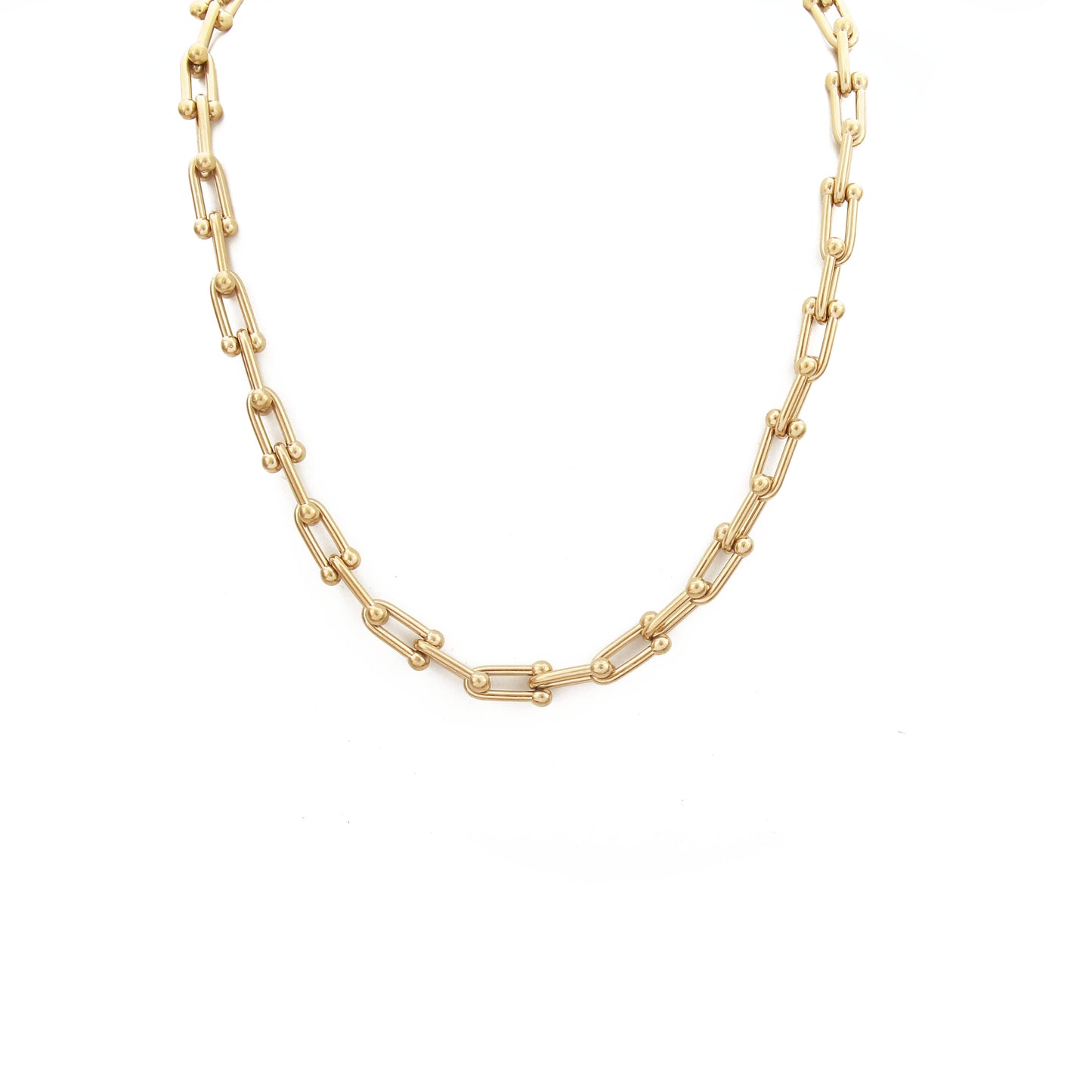 N165:Herringbone Necklace Horseshoe Link Chain Necklace For Women And Men, Color Not Fade, Waterproof"