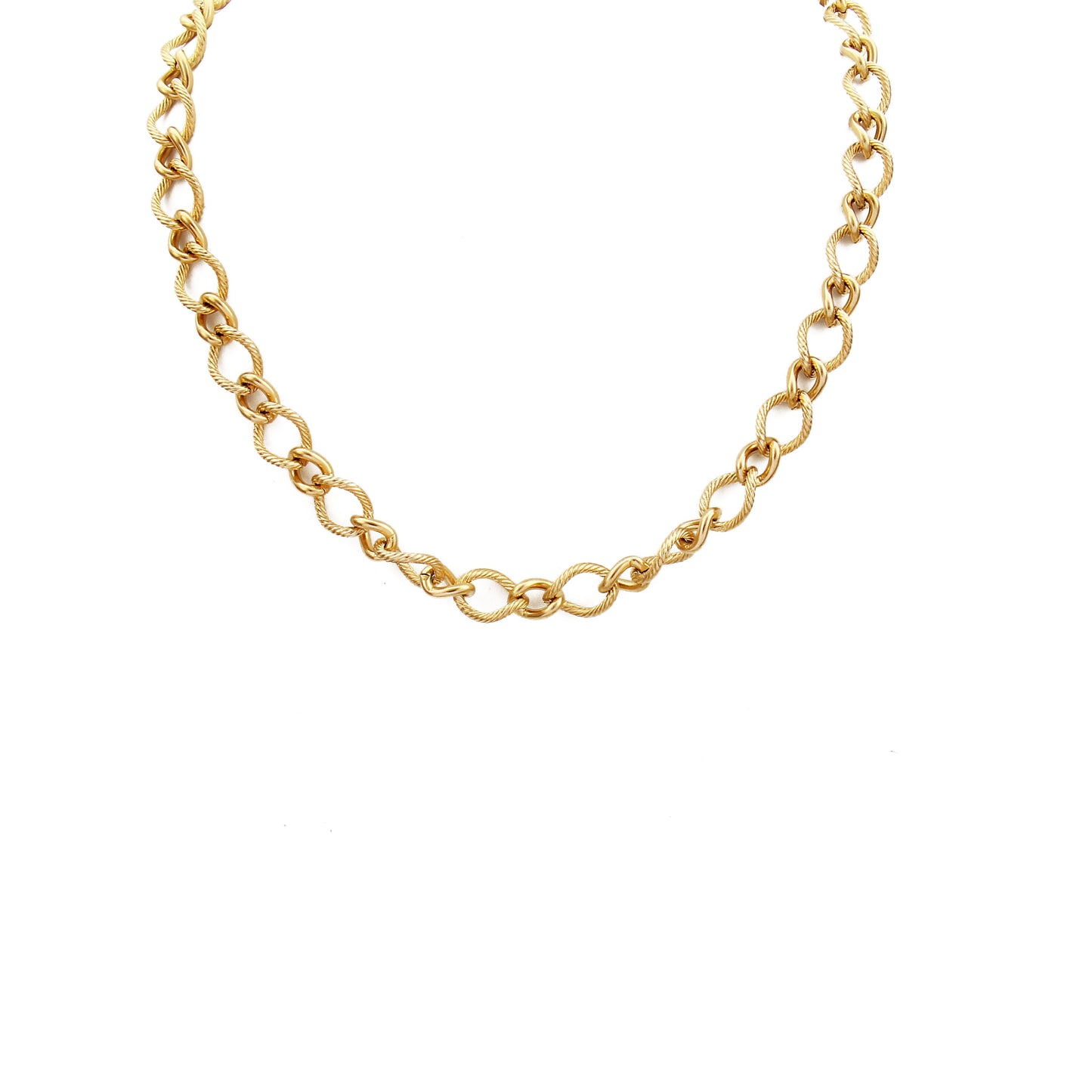 N170:Punk Cuban Choker Necklace, Stainless Steel Titanium Classical KNot Style Necklace For Women And Men,Color Not Fade, Waterproof