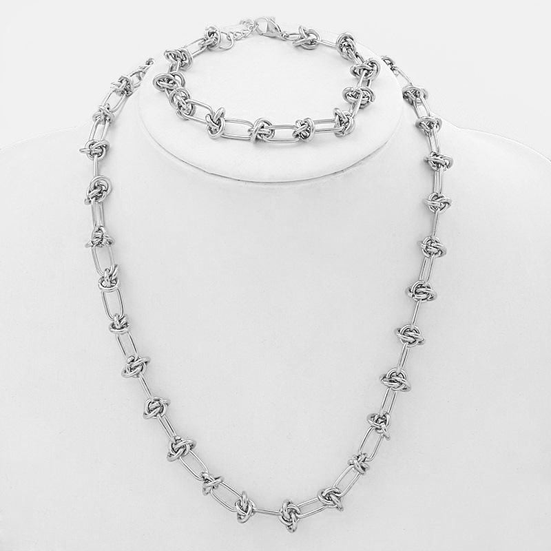 N171:Stainless Steel Titanium Classical KNot Style Necklace For Women And Men, Color Not Fade, Waterproof