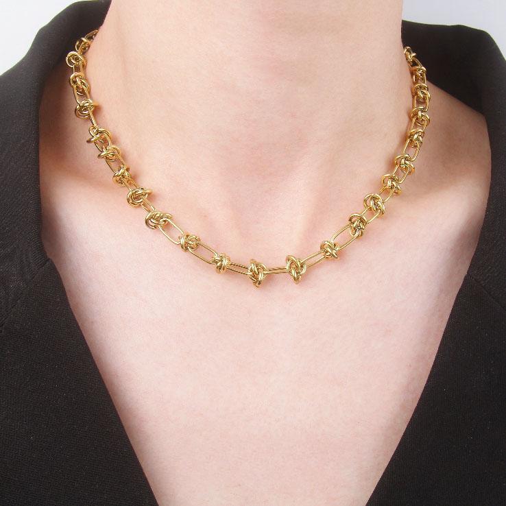N171:Stainless Steel Titanium Classical KNot Style Necklace For Women And Men, Color Not Fade, Waterproof