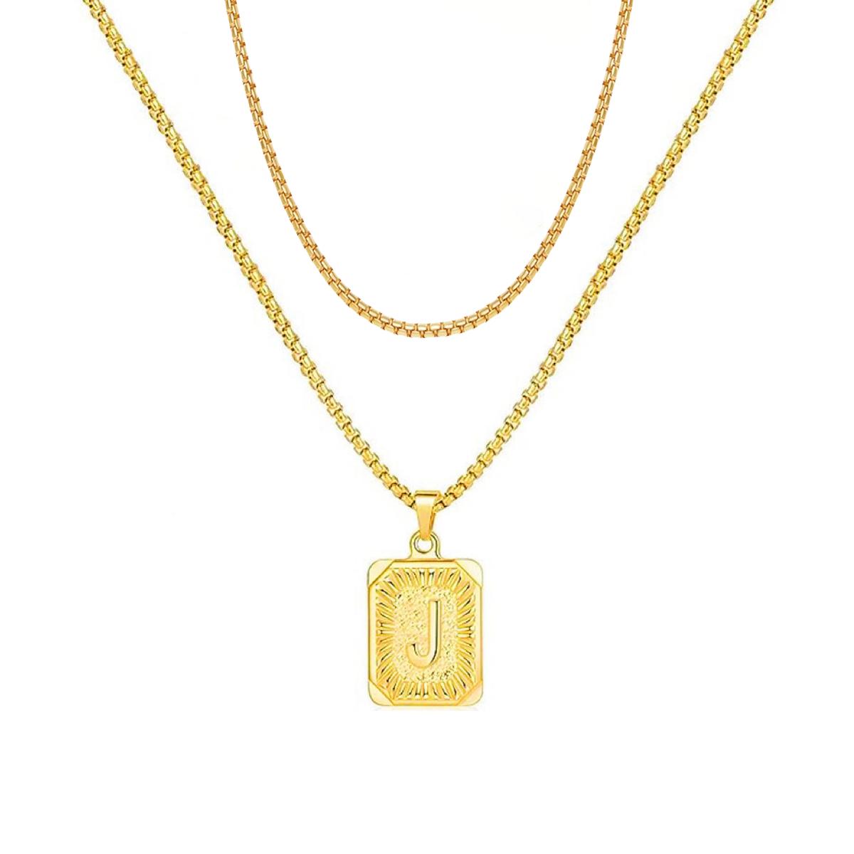 set/ intial chain necklace for men women,double layer couple jewelry, stainless steel letter necklaces, gift for couple, BFF necklace, color not fade