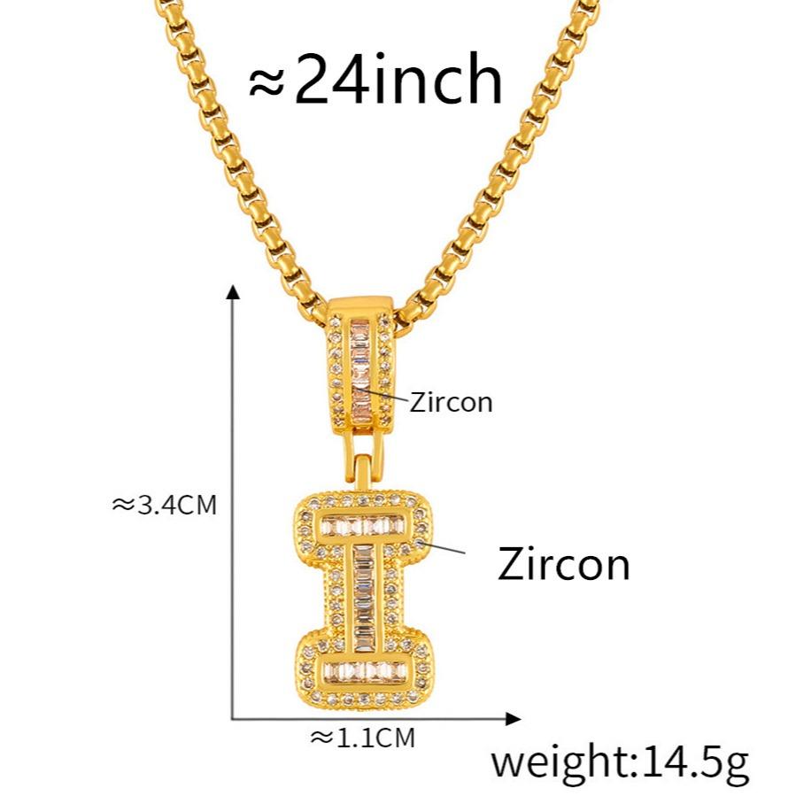 Personalized 26 Letters Necklace, A-Z Alphabet Pendant with Box Chain, Initial Letters with Zircon,Gift for Men and Women