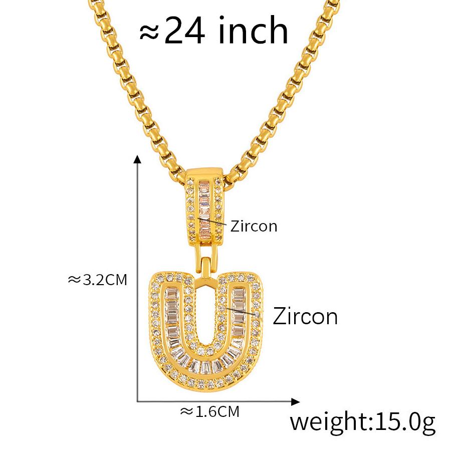 Personalized 26 Letters Necklace, A-Z Alphabet Pendant with Box Chain, Initial Letters with Zircon,Gift for Men and Women