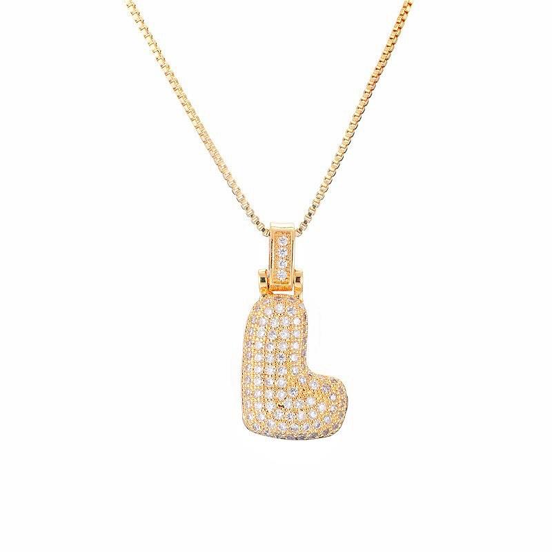 Personalized Initial Necklace 3D Bubble style ,A-Z 26 letter Pendant with Zircon,Unique Puff Font & Balloon Letter,Dainty Gift For Men and Women
