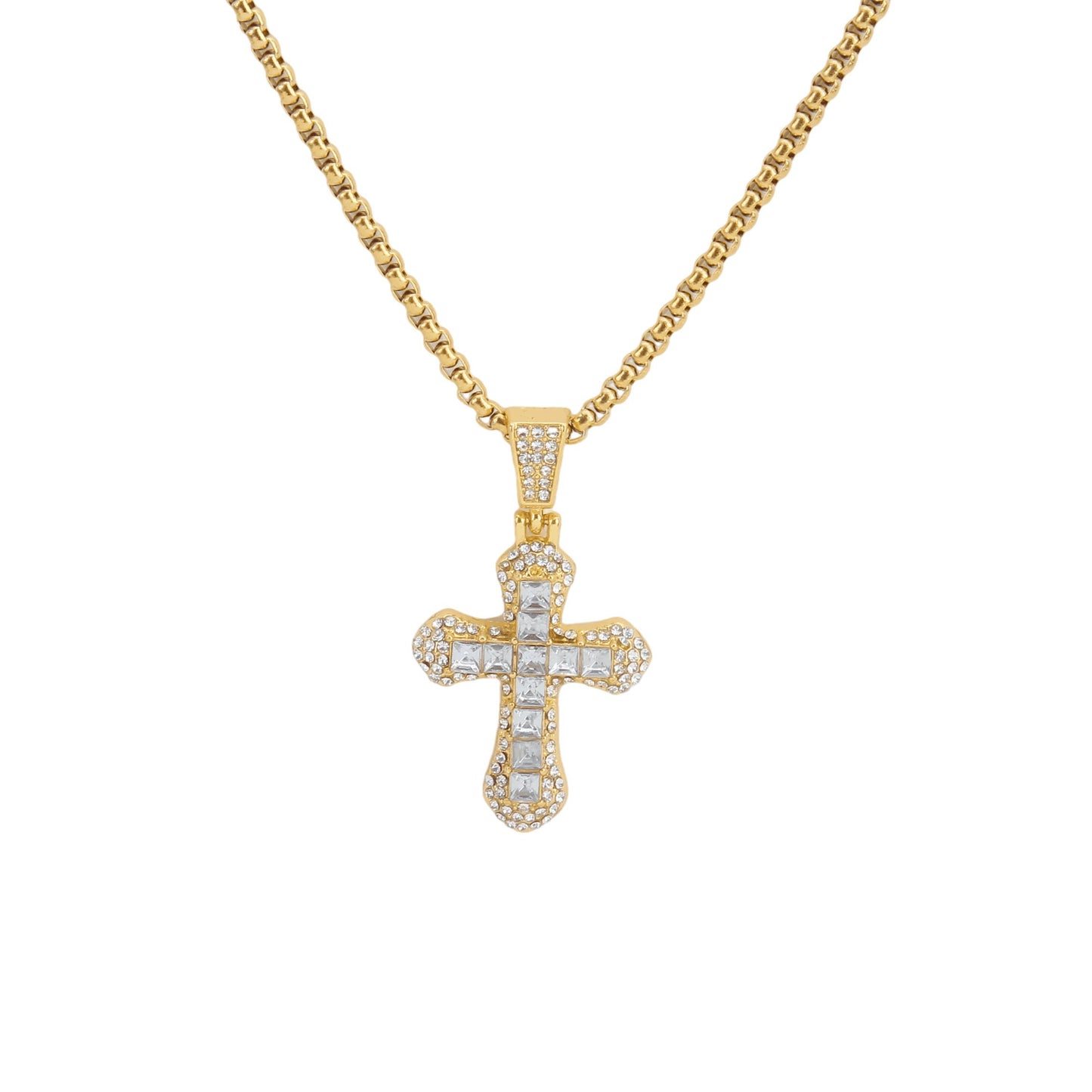 HN050:Hip-Hop Style Necklace, Colorful Cross necklace for Women And Men, Stainless Steel Necklace, Titanium Steel