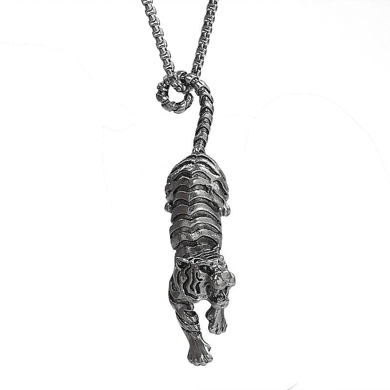 HN006:Hip-Hop Style Necklace, White Tiger Pendant Necklace for Women and Men
