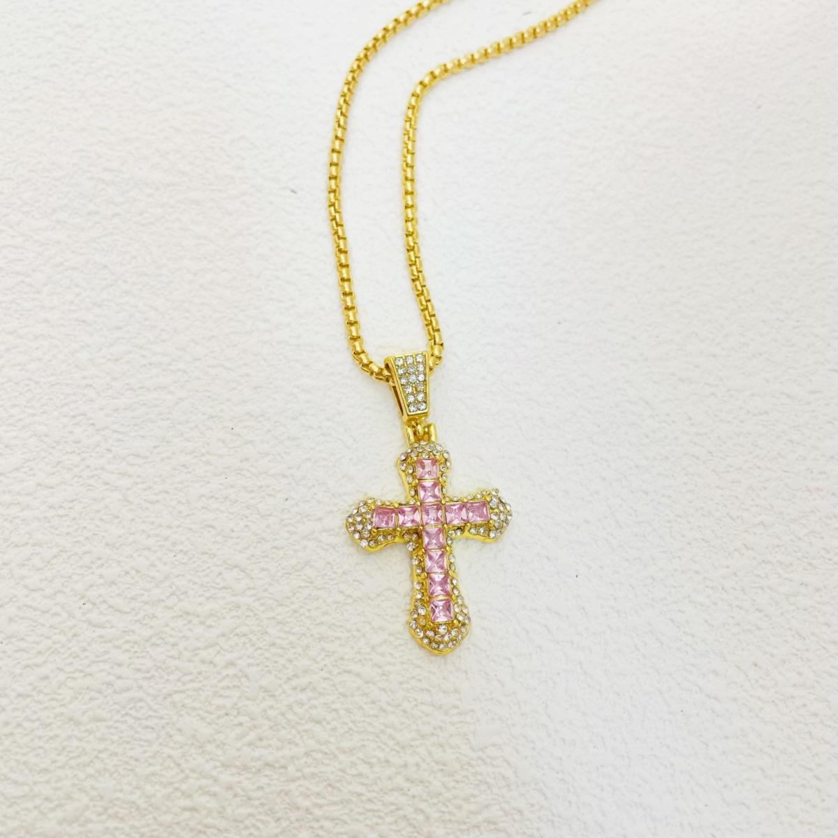 HN050:Hip-Hop Style Necklace, Colorful Cross necklace for Women And Men, Stainless Steel Necklace, Titanium Steel