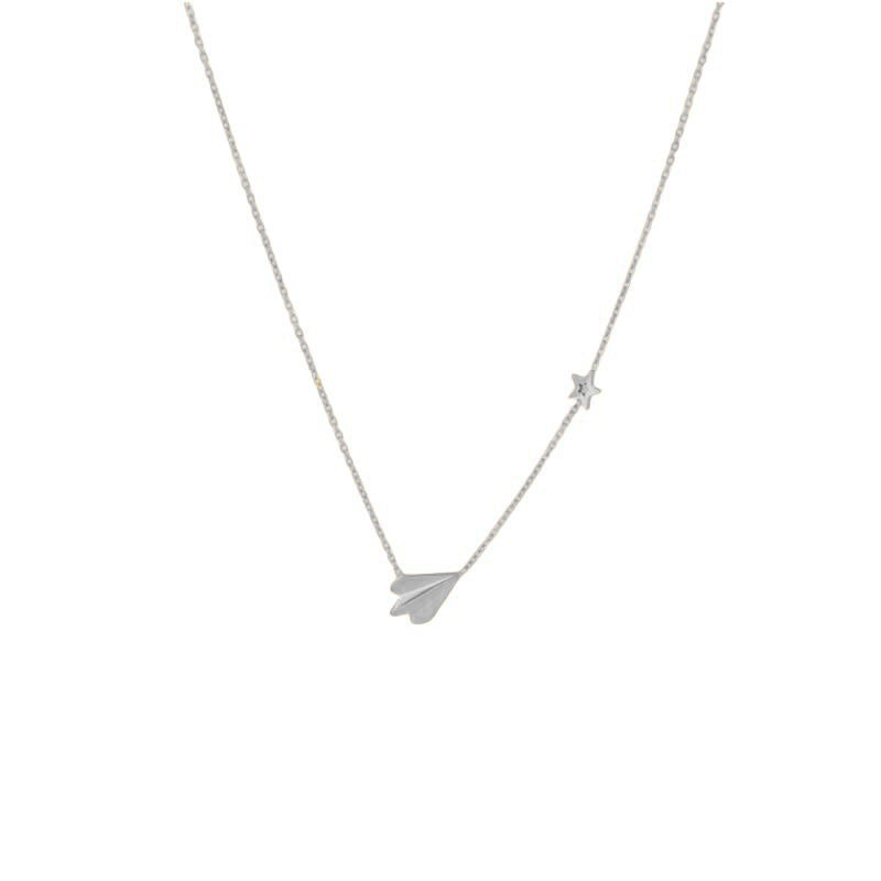 set/ necklace, bracelet, anklet Minimalist Stainless Steel Necklace with Origami Airplane and Star Charms, Stylish for summer,daily wearing