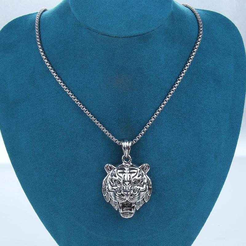 HN008:Hip-Hop Style Necklace, Stainless Steel Tiger Head Pendant Necklace for Women and Men