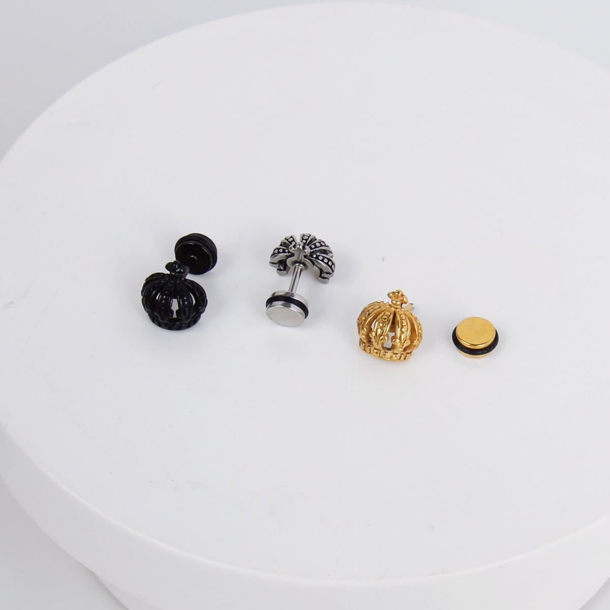 1 count/Punk crown stud,gothic earring, vintage Crown Stud Earring with Flat Back –titanium stud, Hypoallergenic Steel earring, Helix Cartilage Earring for Men and Women