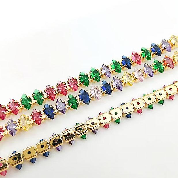 Vibrant Rainbow Tennis Necklace with Multi-Color Zircon, Stainless Steel, Stylish Tennis cable necklace for Women, Zirconia Jewelry