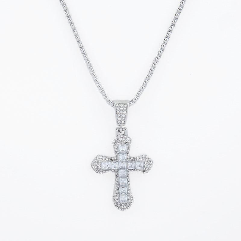 HN050:Hip-Hop Style Necklace, Colorful Cross necklace for Women And Men, Stainless Steel Necklace, Titanium Steel
