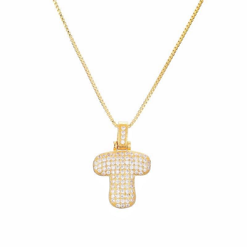 Personalized Initial Necklace 3D Bubble style ,A-Z 26 letter Pendant with Zircon,Unique Puff Font & Balloon Letter,Dainty Gift For Men and Women