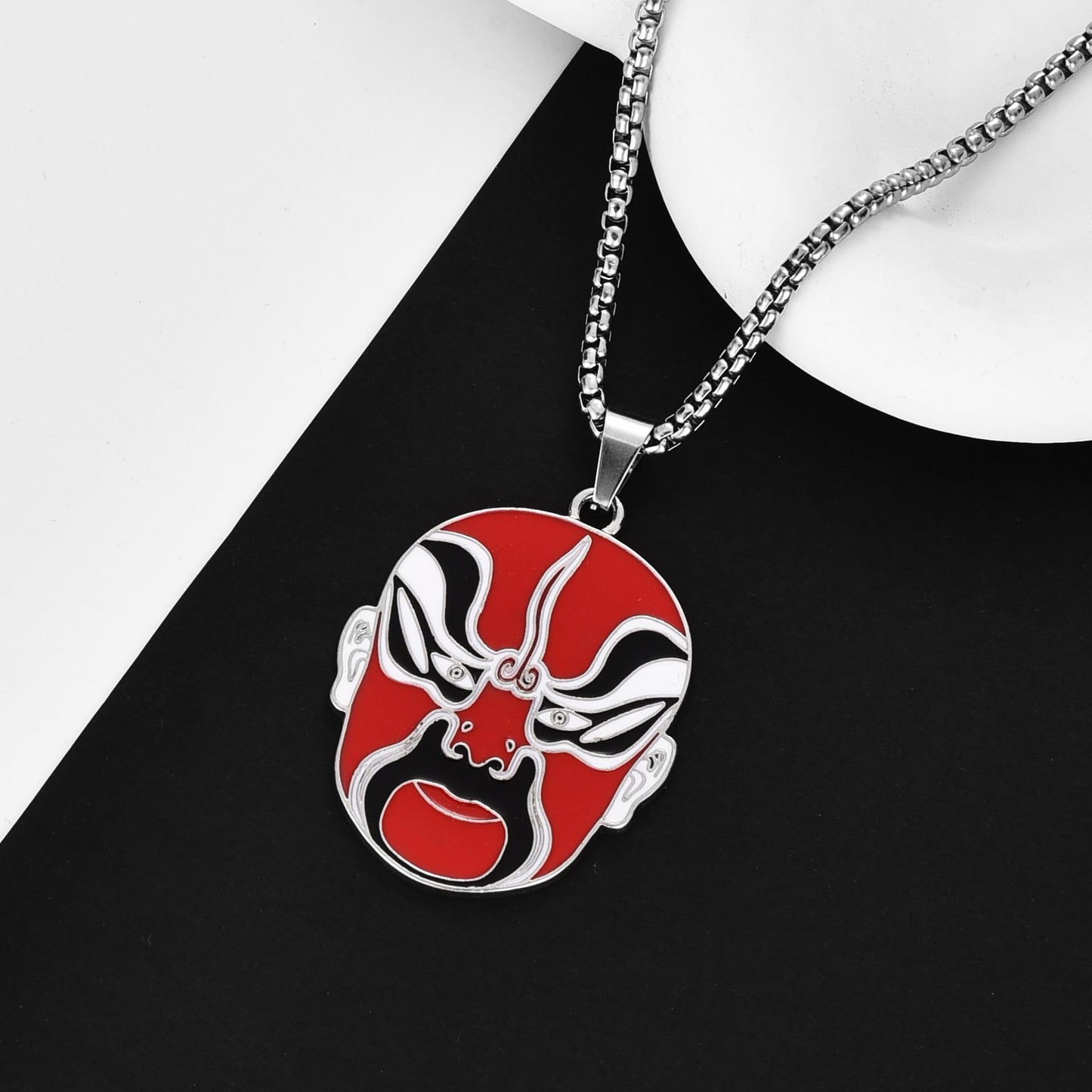 HN066:Hip-Hop Style Necklace,Chinese Style Sichuan Opera Masks Pendent Necklace For Women And Men