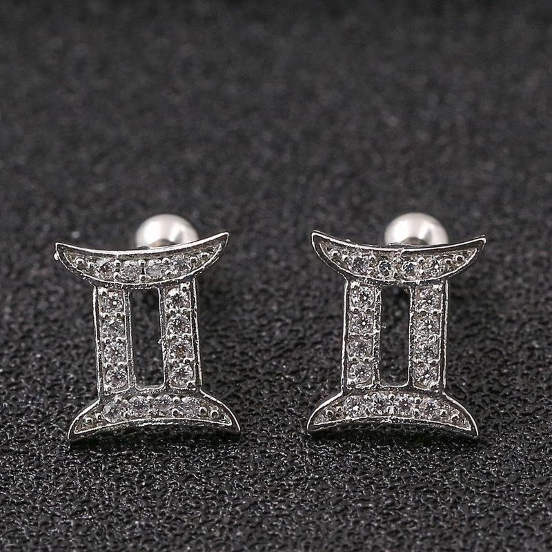Horoscope Zodiac Sign Cartilage Helix Stud Earrings - 12 Constellation Astrology,Titanium Stainless Steel and Zircon, Little Ear Studs Gift for Women Men & Teens