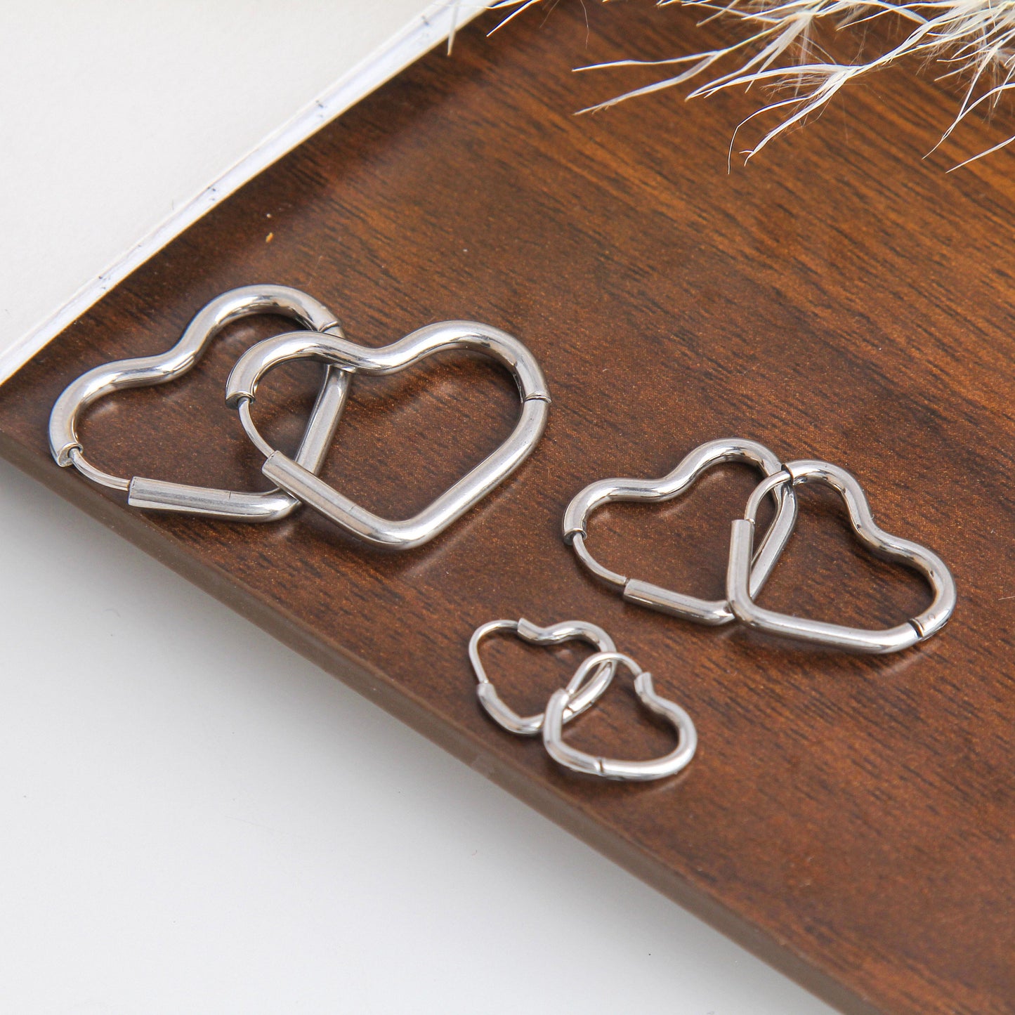 Stainless Steel Heart Hoop Earrings – Unique Minimalist Style, Available in Three Sizes, Perfect for Helix, Cartilage, and Earlobe Piercings, Everyday Fashion Jewelry, Lightweight and Comfortable