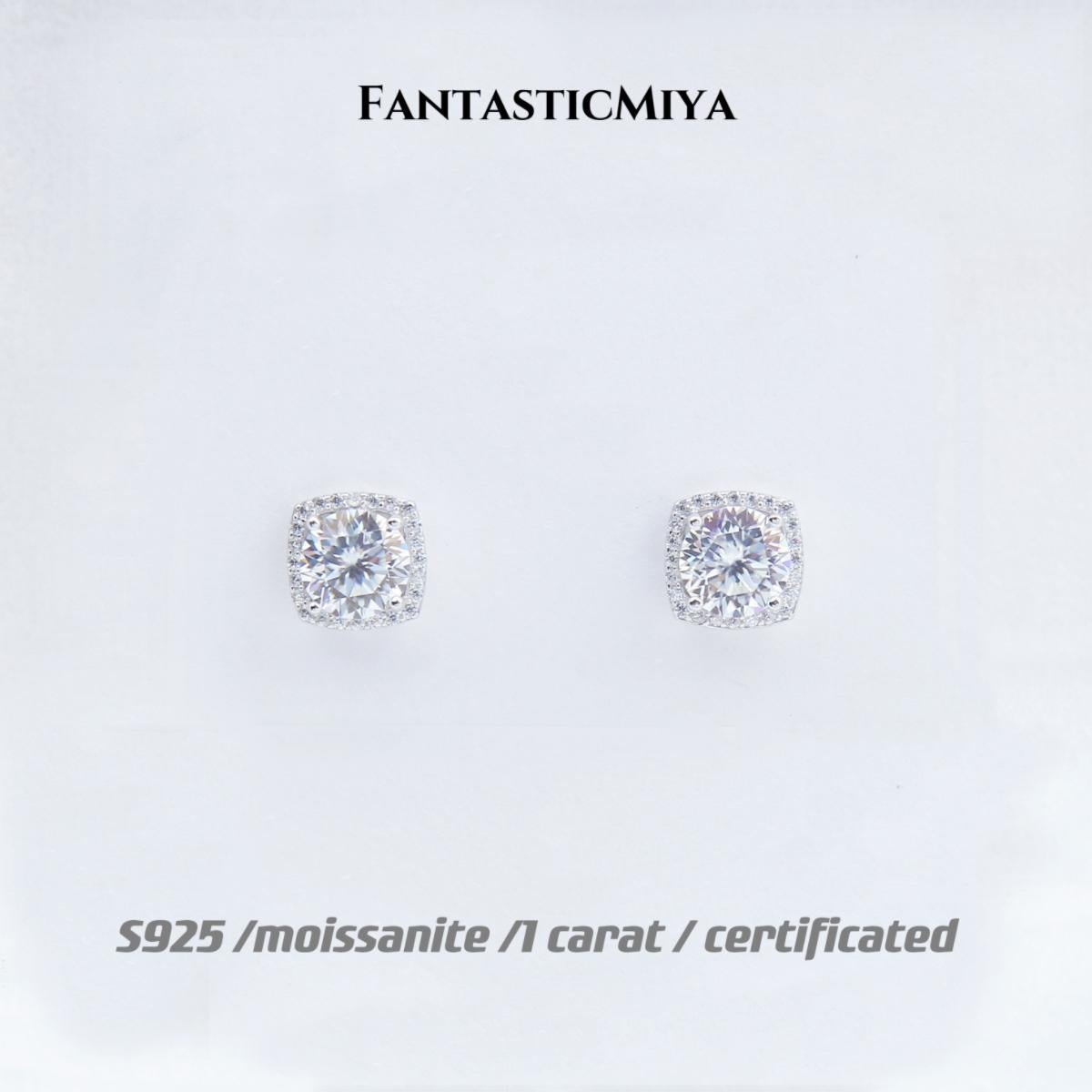 1CT Moissanite stude earrings, Sterling Silver for women, classic design,Certified Authentic - Perfect for Mum, Sister,Girlfriends, and Best Friends as a Holiday Gift. Show Her Your Love with a Surprise!