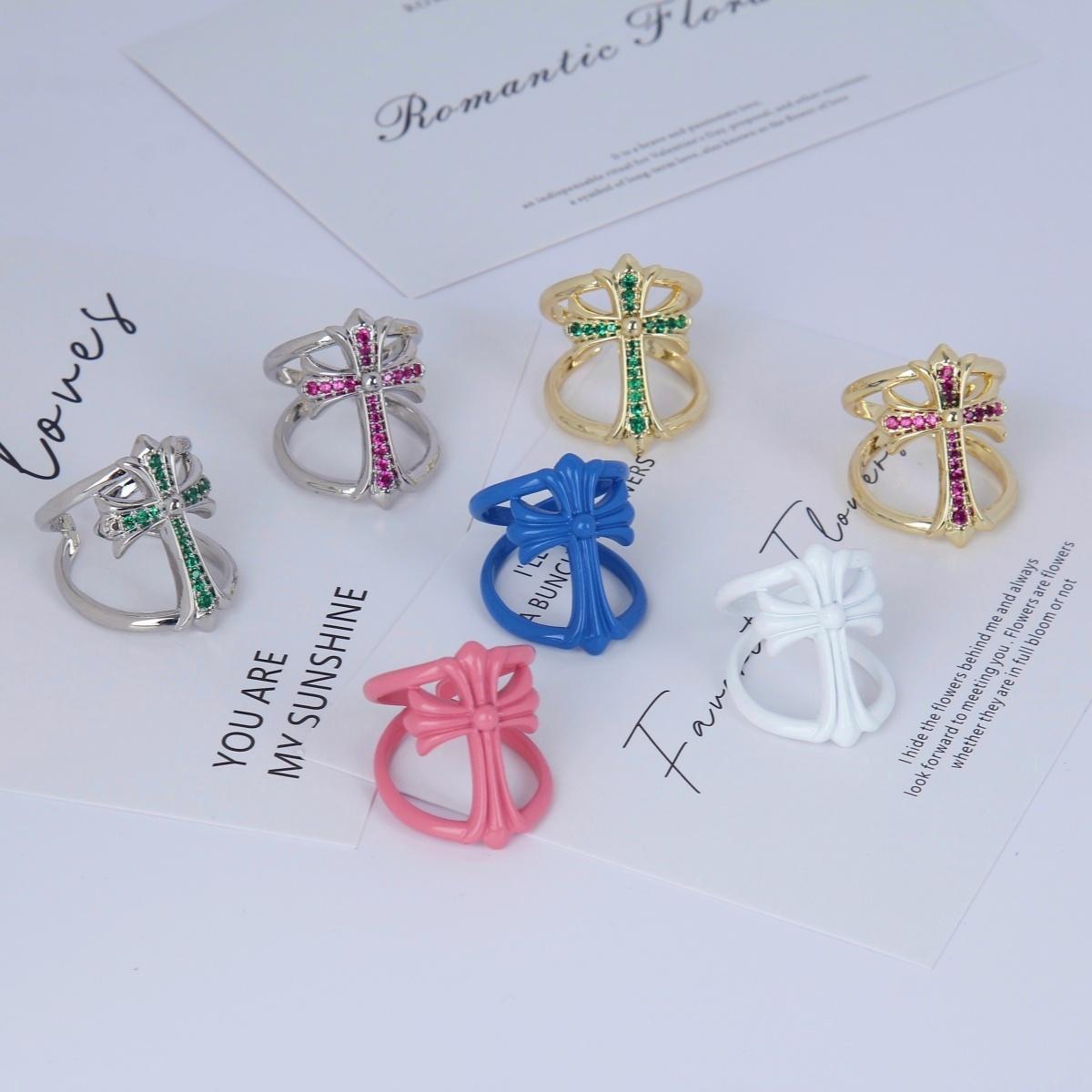 Double Layer Cross Opening Ring Luxury Design - Copper, Adjustable Size, Rings for Men and Women