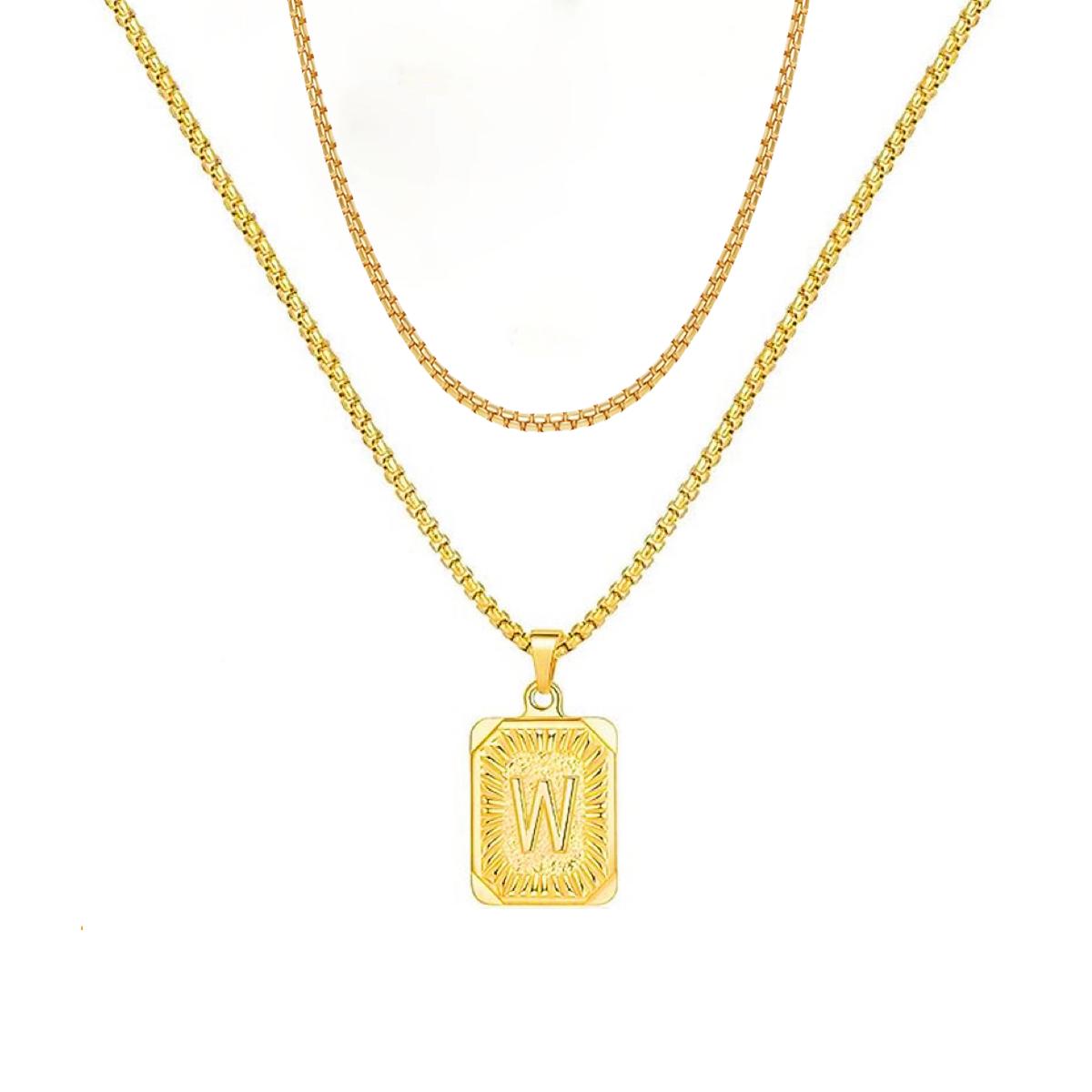 set/ intial chain necklace for men women,double layer couple jewelry, stainless steel letter necklaces, gift for couple, BFF necklace, color not fade