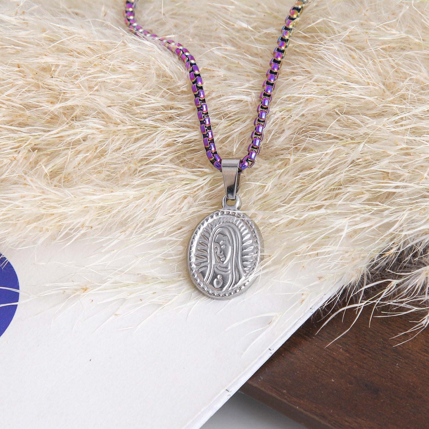 Colorful Box Chain with Different Pendant Necklace – Stainless Steel, Various Pendant, Unique and Elegant Statement Jewelry, Simple and Cool, Trendy Jewelry for Daily Wear