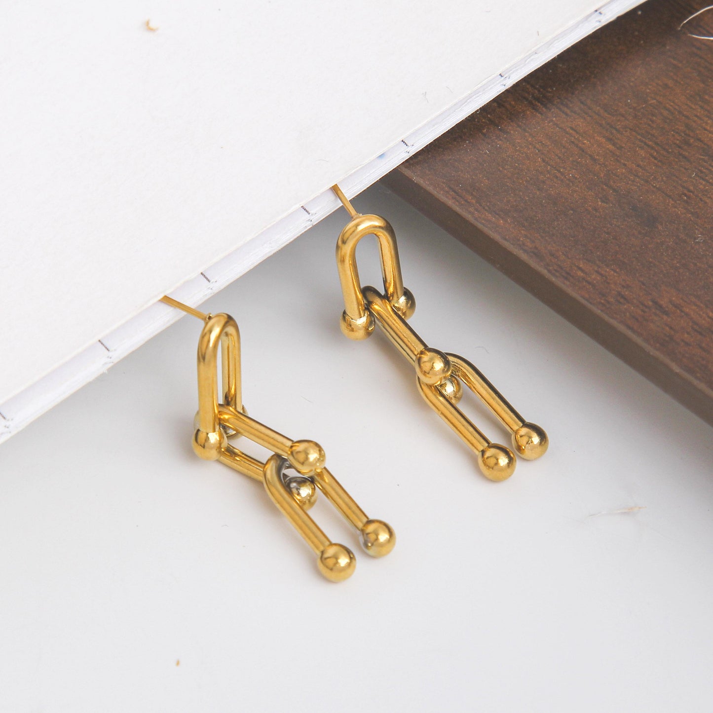 Stylish Paperclip Design Stainless Steel Stud Earrings | Modern Accessories for Lobe Piercings | Hypoallergenic & Lightweight,Everyday Fashion Jewelry,