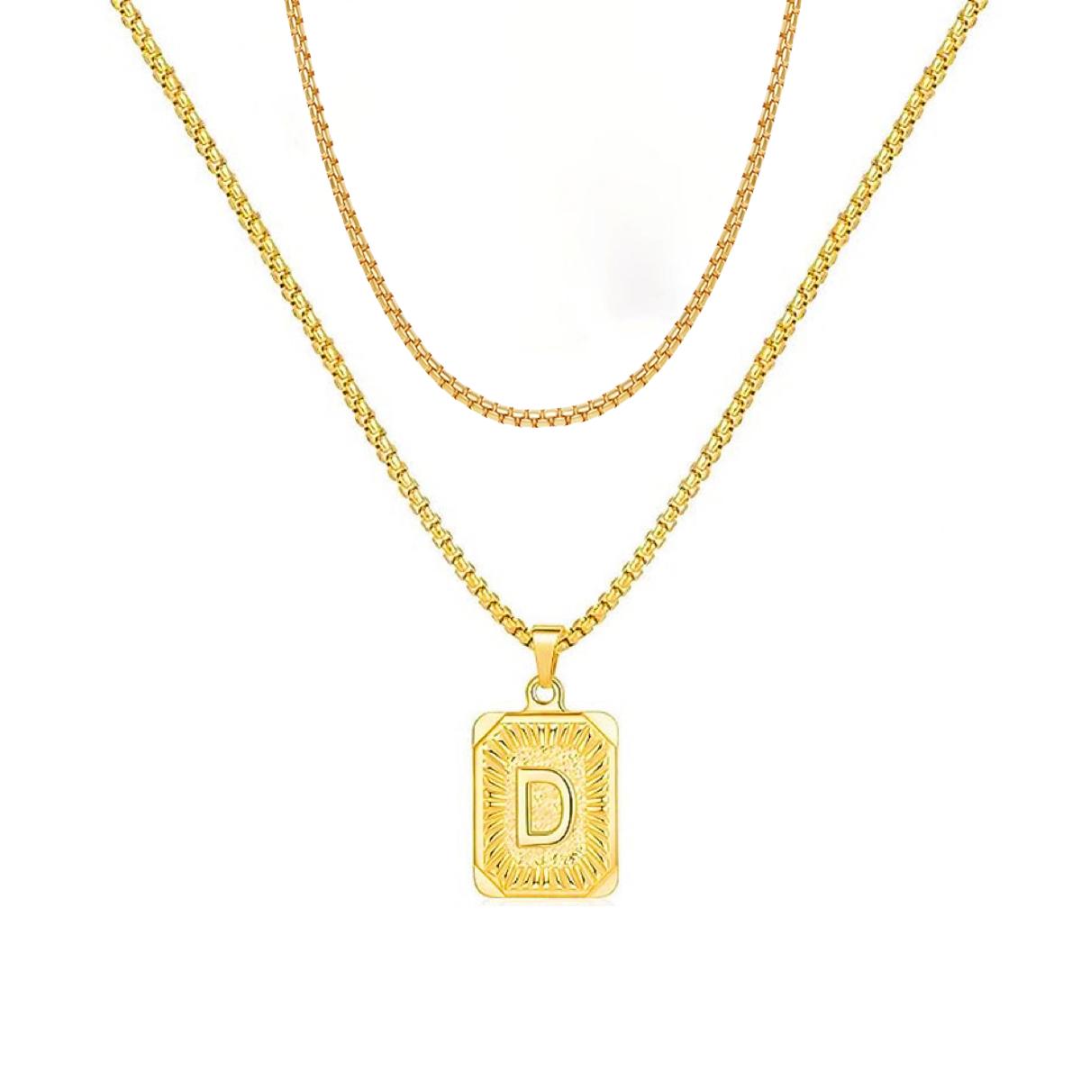 set/ intial chain necklace for men women,double layer couple jewelry, stainless steel letter necklaces, gift for couple, BFF necklace, color not fade