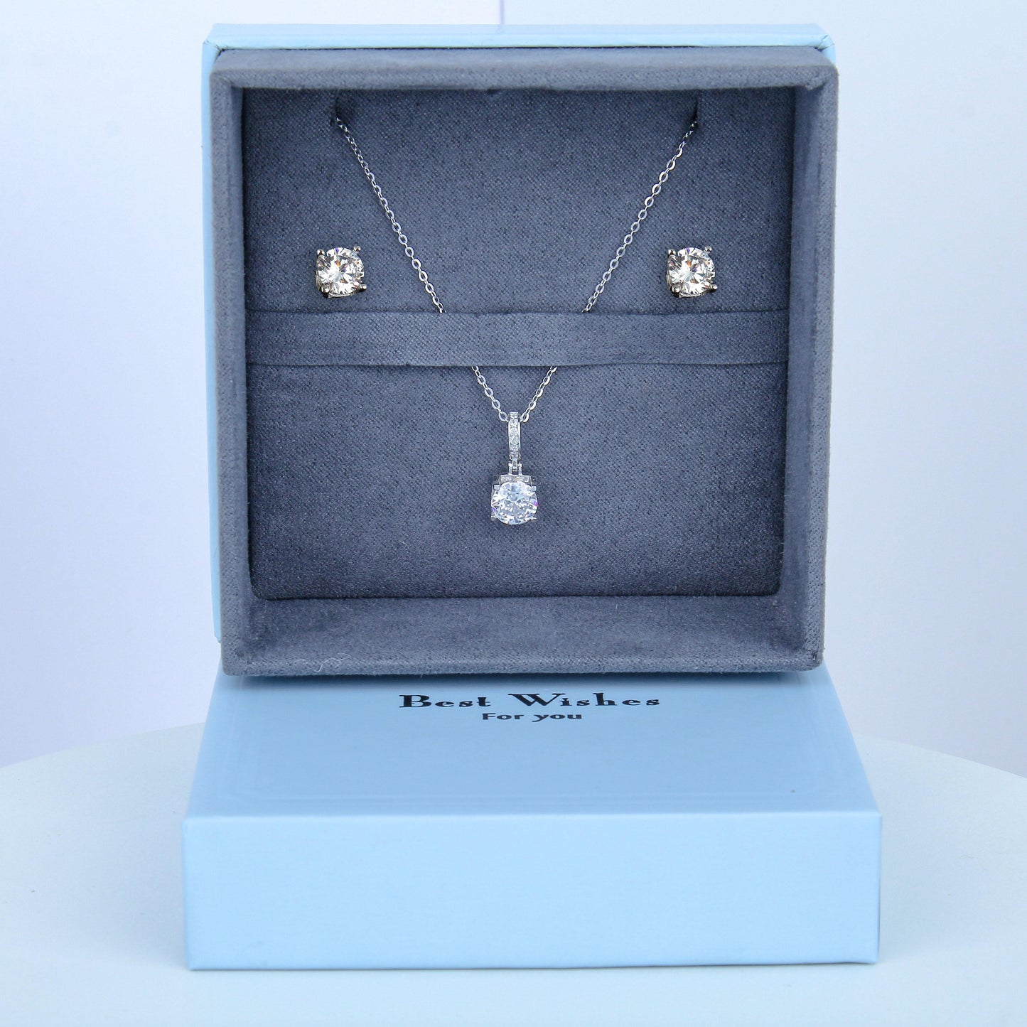 S925 stud set/ Minimalist Design Zircon Jewelry Set for Women-Sterling Silver, Four-prong Set, Necklace and Earring Includes, Simple and Classic ,Dainty Gifts for Mom Daughter Girlfriend.