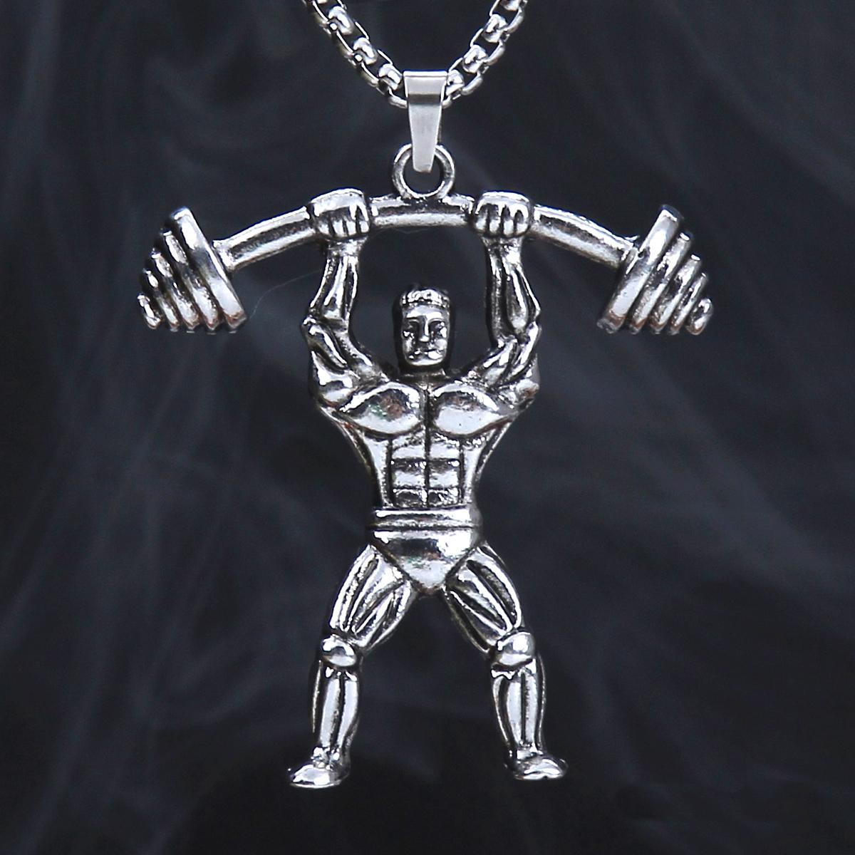 HN055:Hip-Hop Style Necklace,Men Barbell Weighlifting Gym Designed Necklace for Women and Men