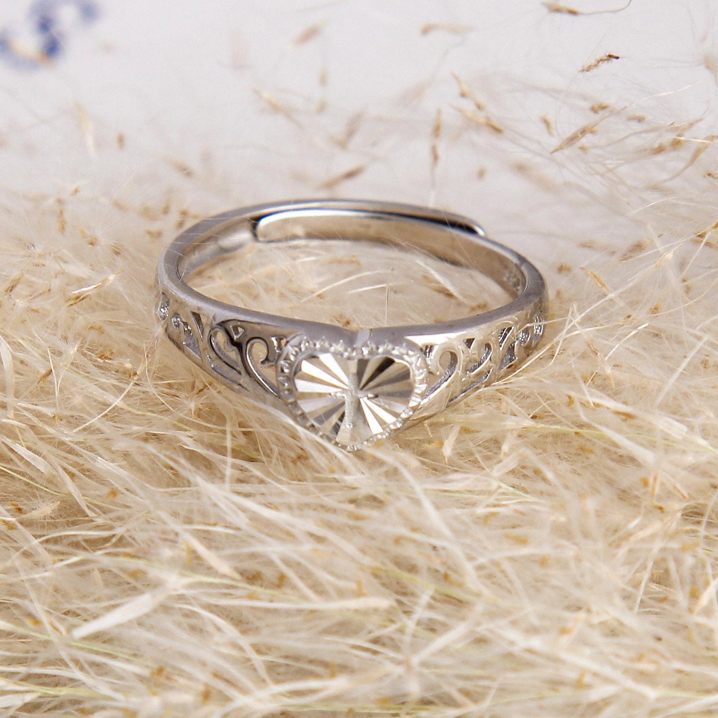 S925 Radiant Heart Cross Charm Ring - Sterling Silver, Elegant Heart Design with Center Cross, Delicate Hollow Floral Band, Faith-Inspired Jewelry, Perfect Gift for Women, Girlfriends, and Mothers