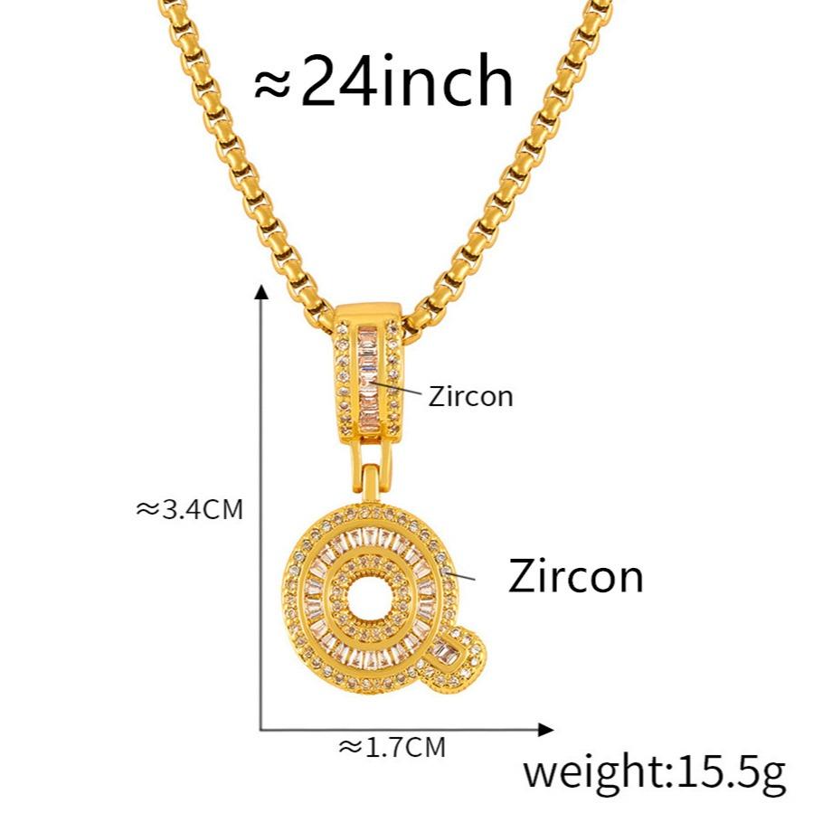 Personalized 26 Letters Necklace, A-Z Alphabet Pendant with Box Chain, Initial Letters with Zircon,Gift for Men and Women
