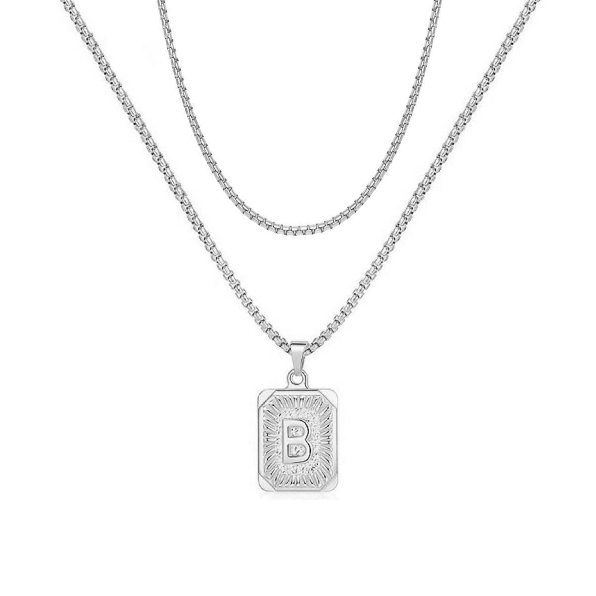 set/ intial chain necklace for men women,double layer couple jewelry, stainless steel letter necklaces, gift for couple, BFF necklace, color not fade