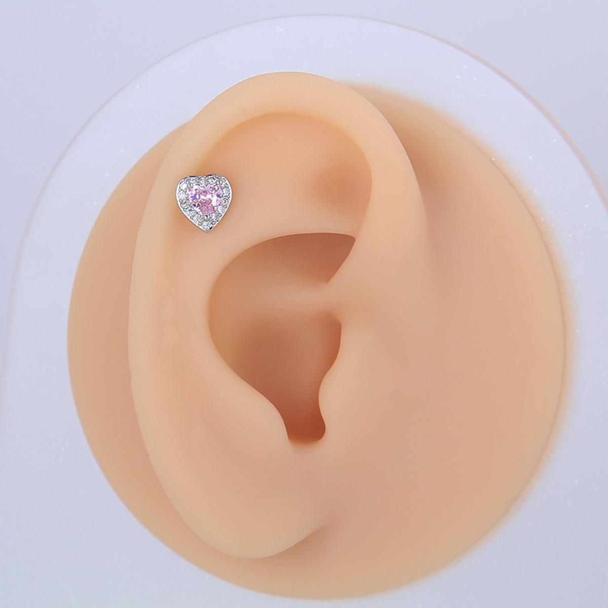 8 Counts Set/ Multi-Piercing studs Set, Sweet Edgy Design Cartilage Helix with Pink Zircon and Chain Link - Stainless Steel, Barbell, labrets,flatback,Dainty Zirconia Ear Studs and Daith Hoops for Women and Girls