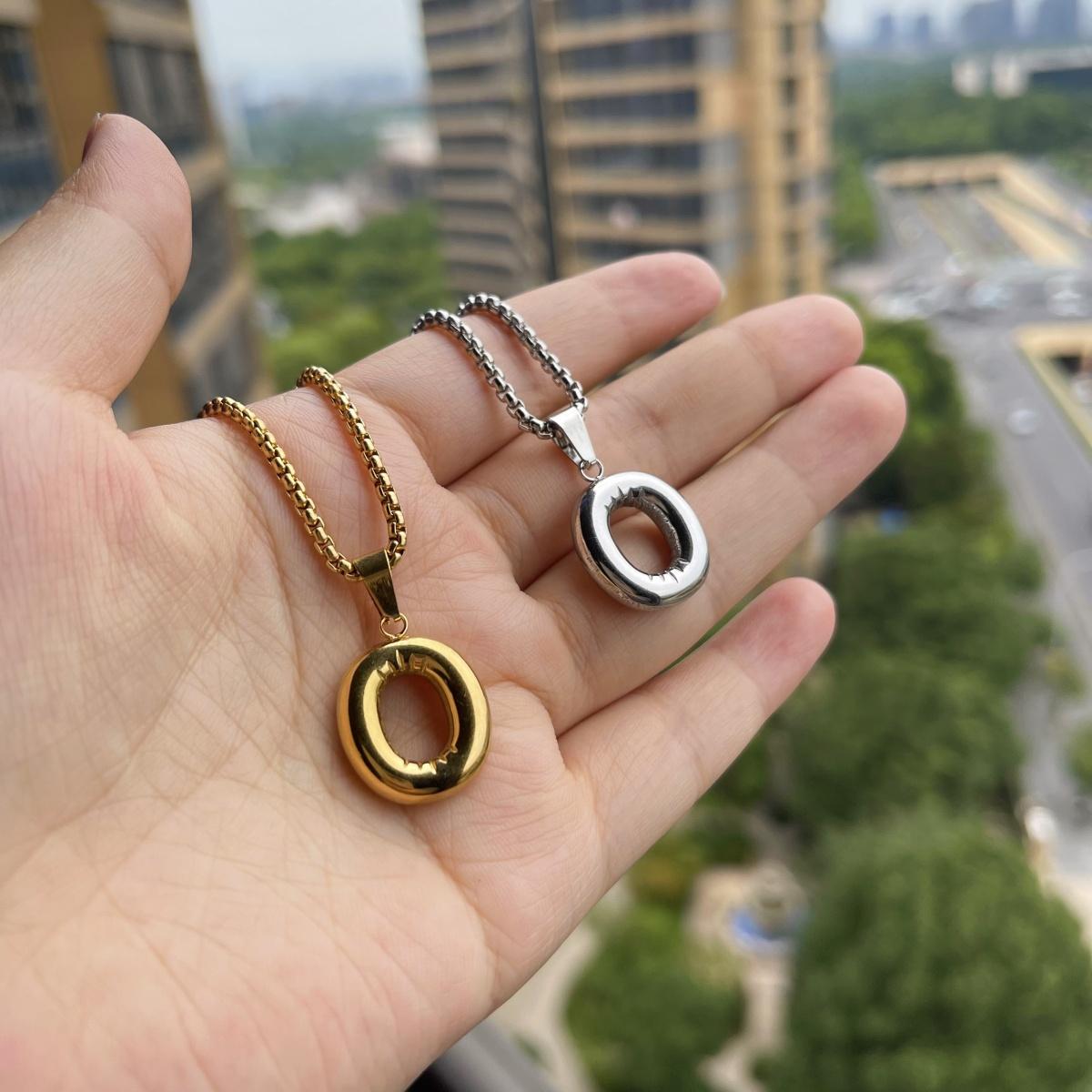 LN011:Balloon Alphabet Necklace, Unique Bubble Initial Pendant with Box Chain - 26 Letters, Waterproof, Tarnish-Resistant, Stylish and Elegant Jewelry for Women and Girls