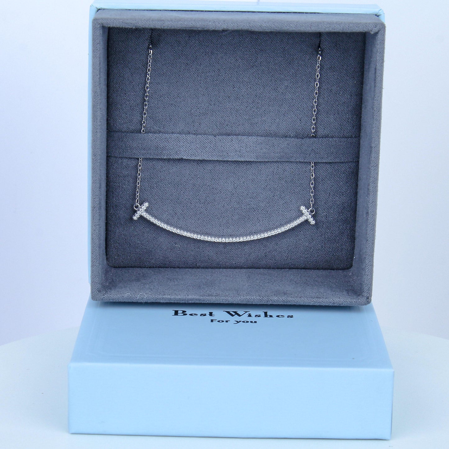 S925 smile necklace set/ necklace earring, Sterling Silver, silver for women- Smile Design, Sparkling and classic ,Suitable for Earlobe,Helix, Cartilage , Dainty Gifts for Mom Daughter Girlfriend.