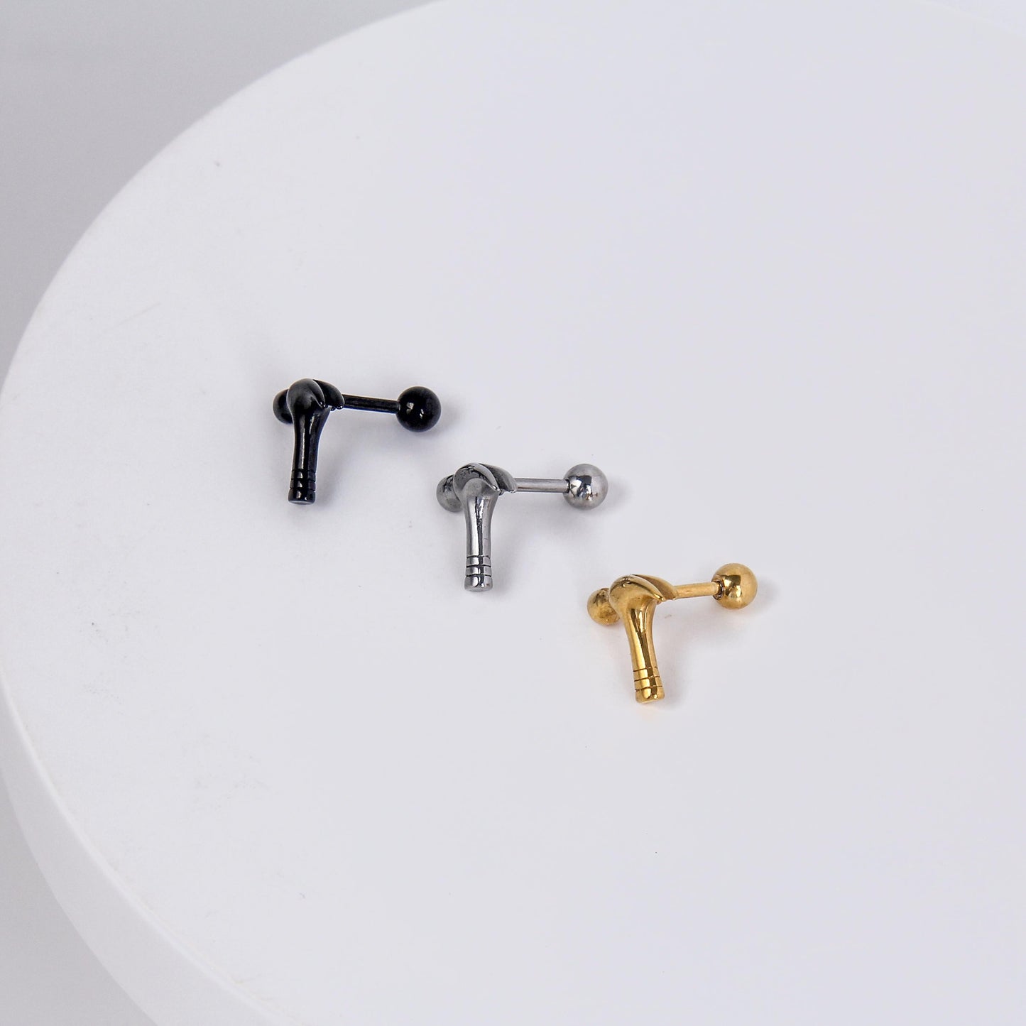 1 count/ Punk Gothic Hammer Stud Earring, Vintage Stud Earring with Flat Back, –Titanium stud, Earlobe earring, Helix Cartilage Earring for Men and Women