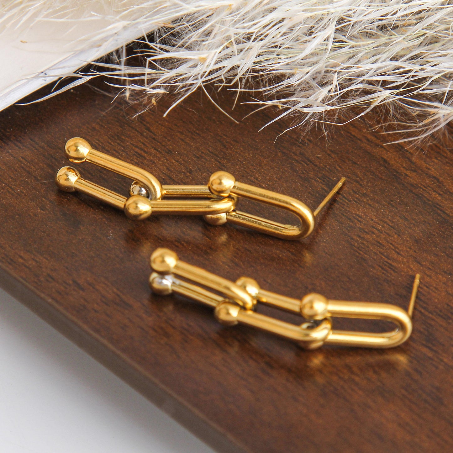 Stylish Paperclip Design Stainless Steel Stud Earrings | Modern Accessories for Lobe Piercings | Hypoallergenic & Lightweight,Everyday Fashion Jewelry,