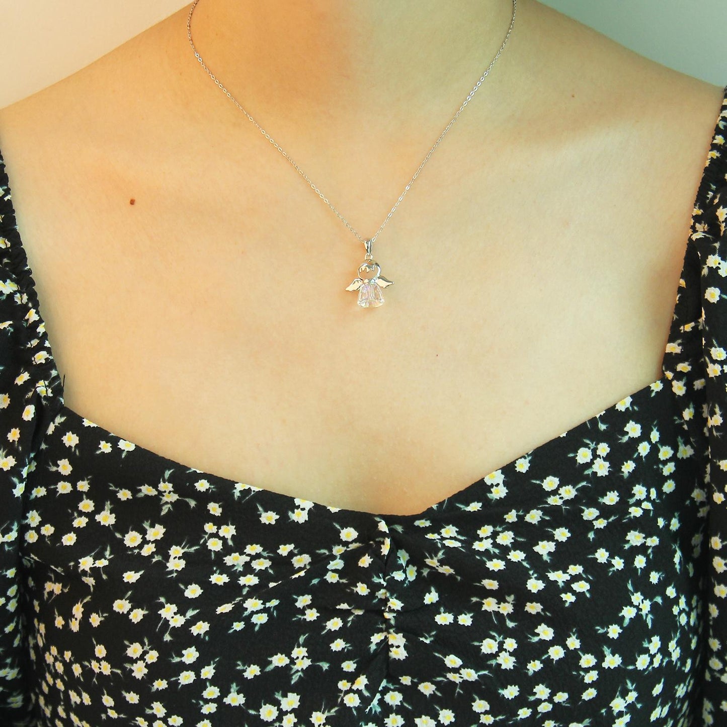 S925 Sterling Silver Necklace for women-Delicate Angel Design Pendant, Stylish and Adorable, Fashionable Jewelry Dainty Gifts for Mom Daughter Girlfriend.