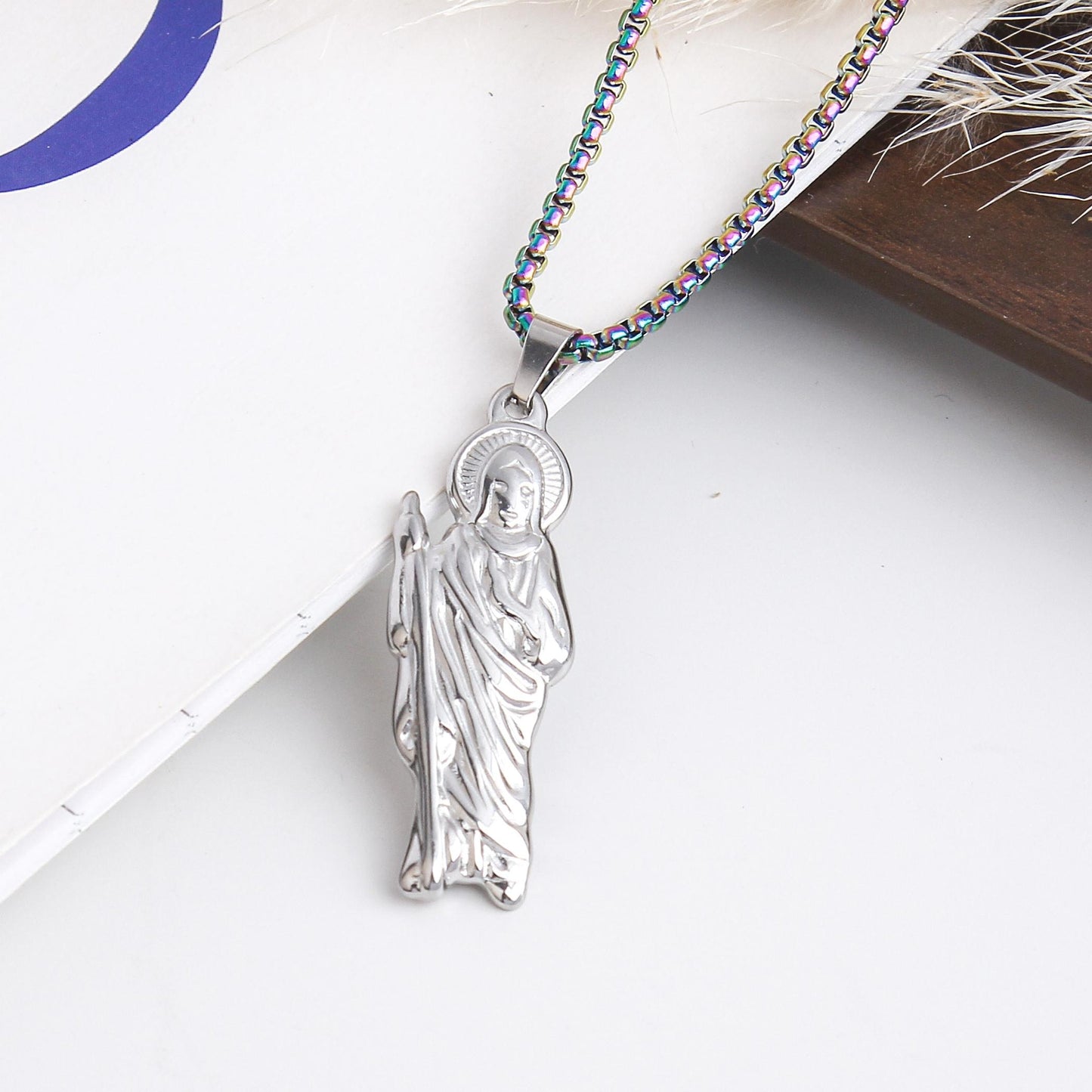 Colorful Box Chain with Different Pendant Necklace – Stainless Steel, Various Pendant, Unique and Elegant Statement Jewelry, Simple and Cool, Trendy Jewelry for Daily Wear