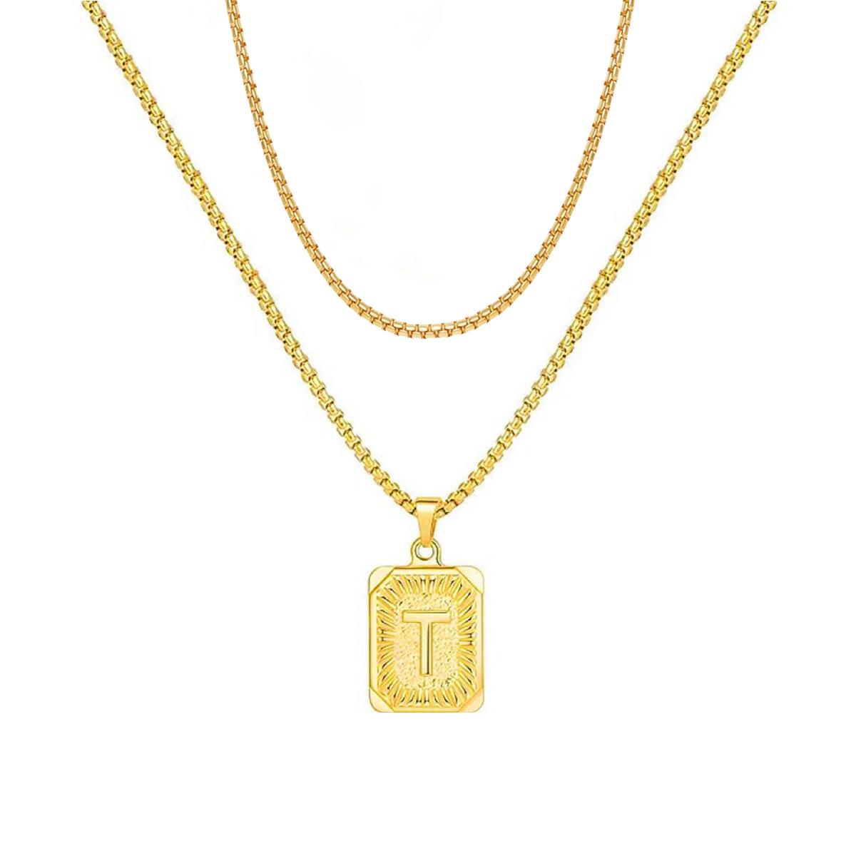 set/ intial chain necklace for men women,double layer couple jewelry, stainless steel letter necklaces, gift for couple, BFF necklace, color not fade