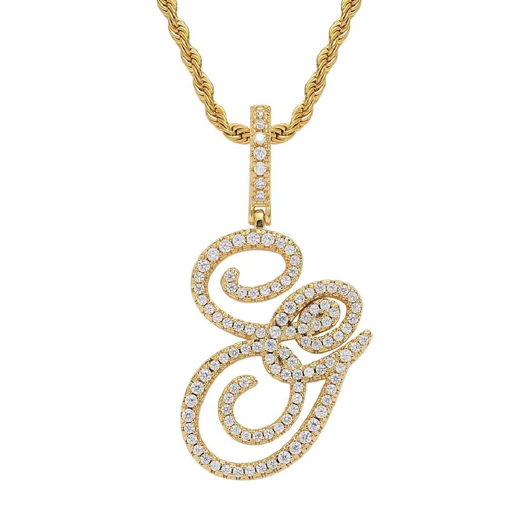 Initial Couple Necklaces Floral Design 26-Letter pendant chain Necklace with Zircon - Ideal Gift for Women and men
