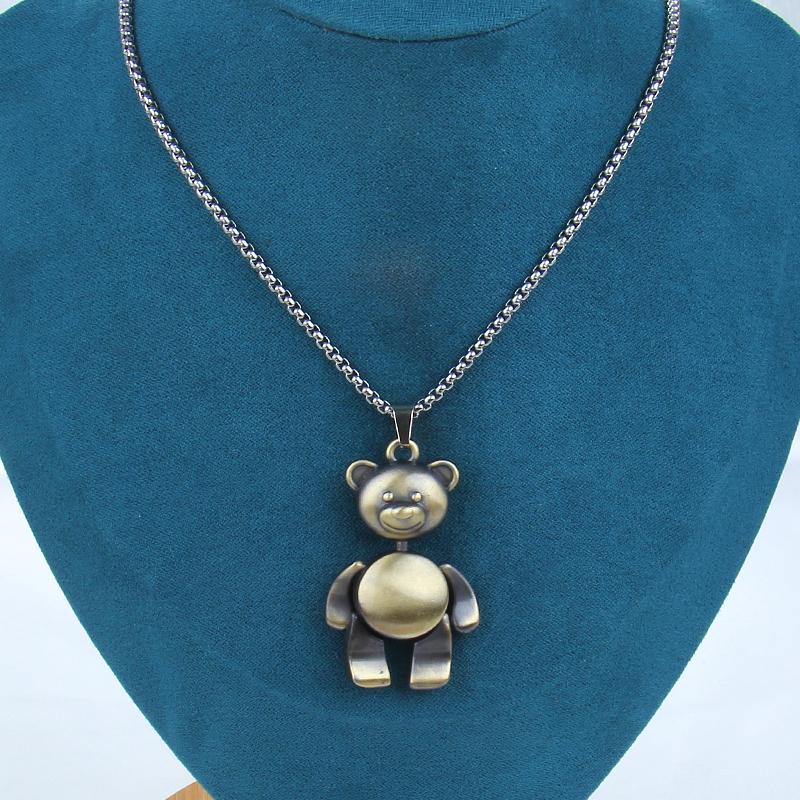 HN053:Hip-Hop Style Necklace, Bear Pendant Necklace for Women and Men