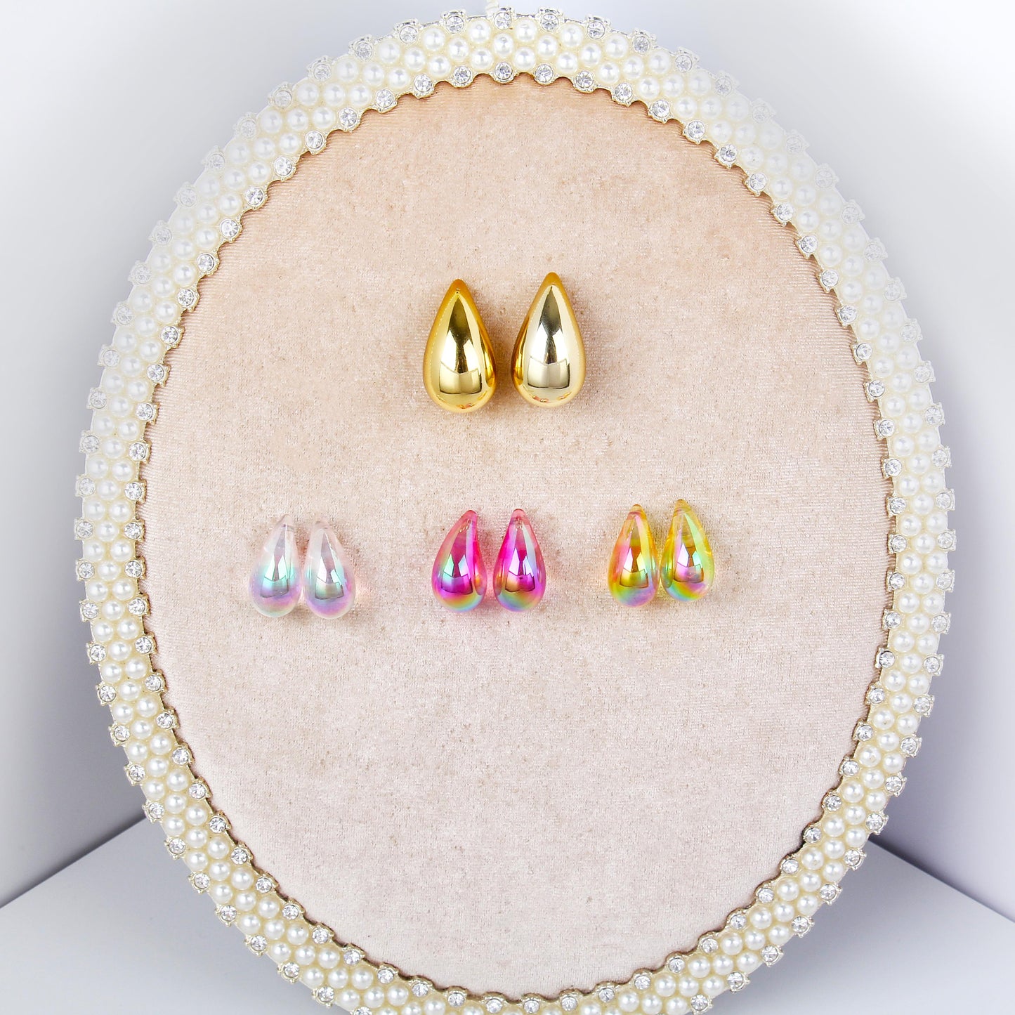 set/4pairs Teardrop Earrings – buy1 stainless steel teardrop eaaring get 3 colorful Earrings free