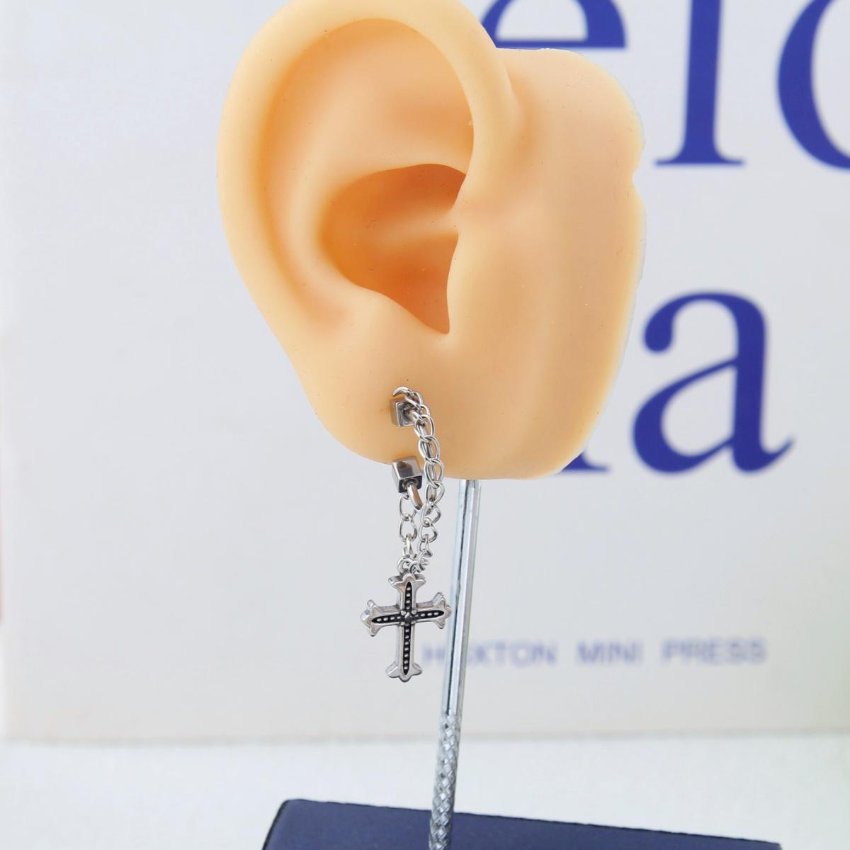 Set/Cross Shaped Helix Cartilage Stud and Hoop Earring Stack – Stainless Steel, Unisex Piercing Jewelry for Men and Women