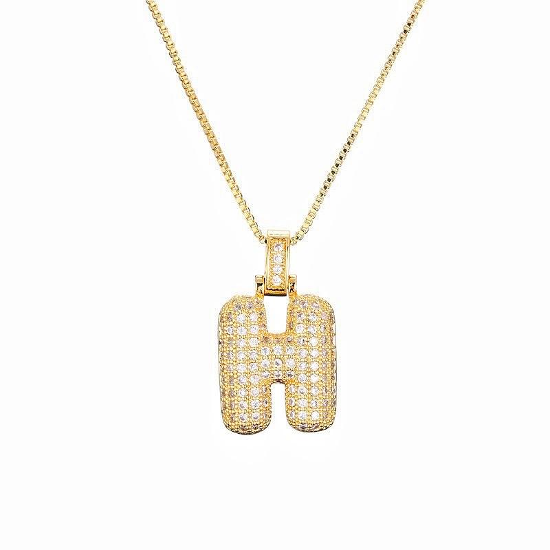 Personalized Initial Necklace 3D Bubble style ,A-Z 26 letter Pendant with Zircon,Unique Puff Font & Balloon Letter,Dainty Gift For Men and Women