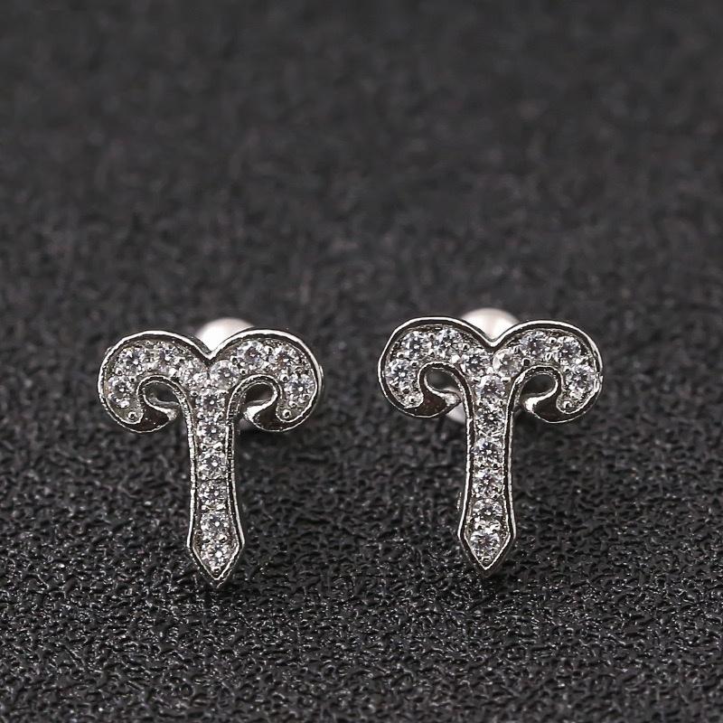 Horoscope Zodiac Sign Cartilage Helix Stud Earrings - 12 Constellation Astrology,Titanium Stainless Steel and Zircon, Little Ear Studs Gift for Women Men & Teens