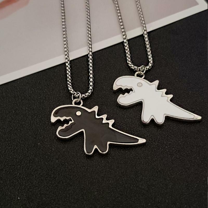 HN016:Hip-Hop Style Necklace, Tiny Animal Dinosaur Pendant Necklace Unique Dragon Charm Necklace for Women and Men