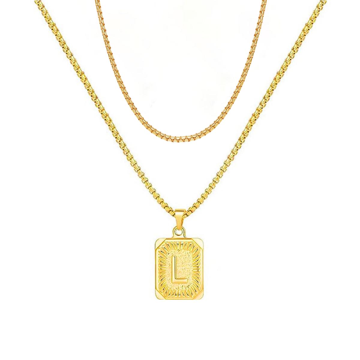 set/ intial chain necklace for men women,double layer couple jewelry, stainless steel letter necklaces, gift for couple, BFF necklace, color not fade