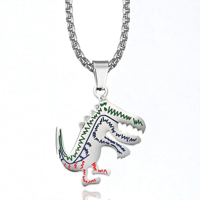 HN026:Hip-Hop Style NecklaceMetal Dinosaur Pendant Necklace for women and men