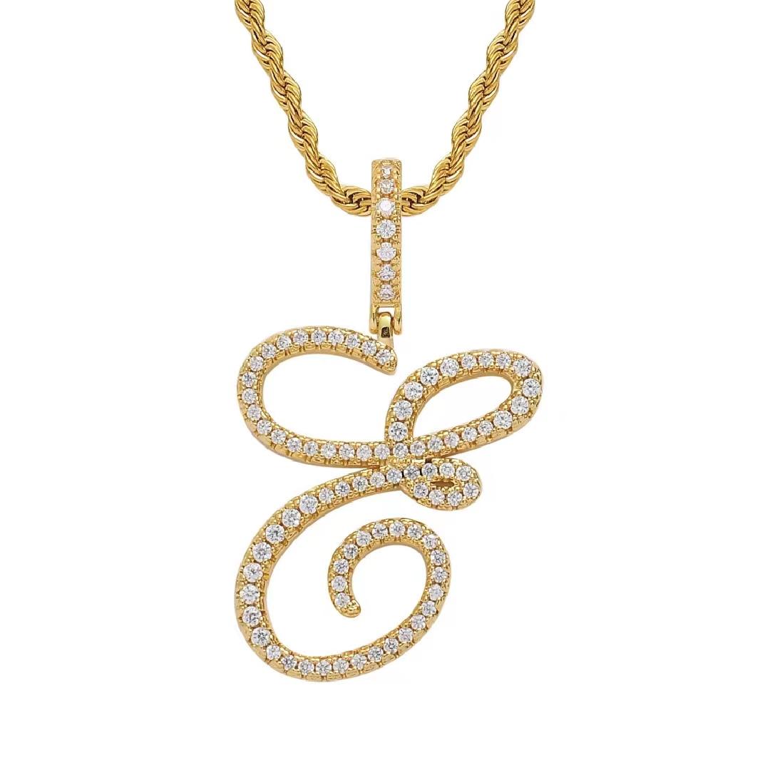 Initial Couple Necklaces Floral Design 26-Letter pendant chain Necklace with Zircon - Ideal Gift for Women and men